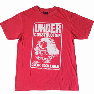 T-Shirt Star Wars Death Star Under Construction Graphic Red Adult - Size M